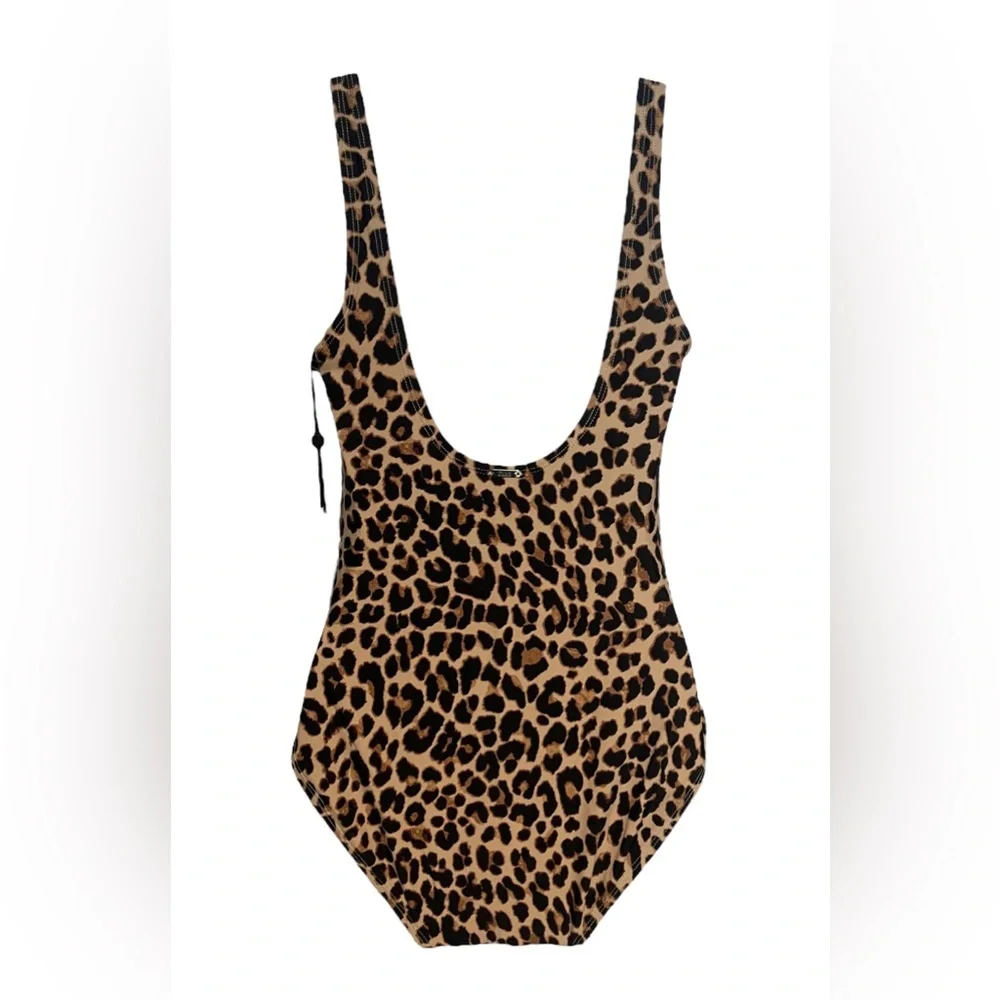 DKNY NEW Animal-Print Ruched One-Piece Swimsuit Mesh Sides Size 10 NWT $98 MSRP - Picture 4 of 15